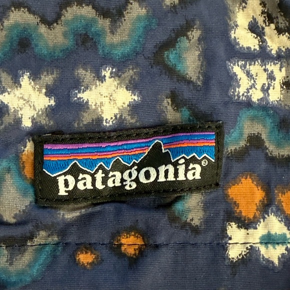 Patagonia Baggies Shorts Womens XL Blue Wandering Woods Drawstring Geometric - Picture 3 of 5